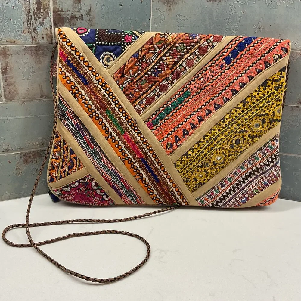 Anthropologie Tylie Malibu boho ethnic textile clutch